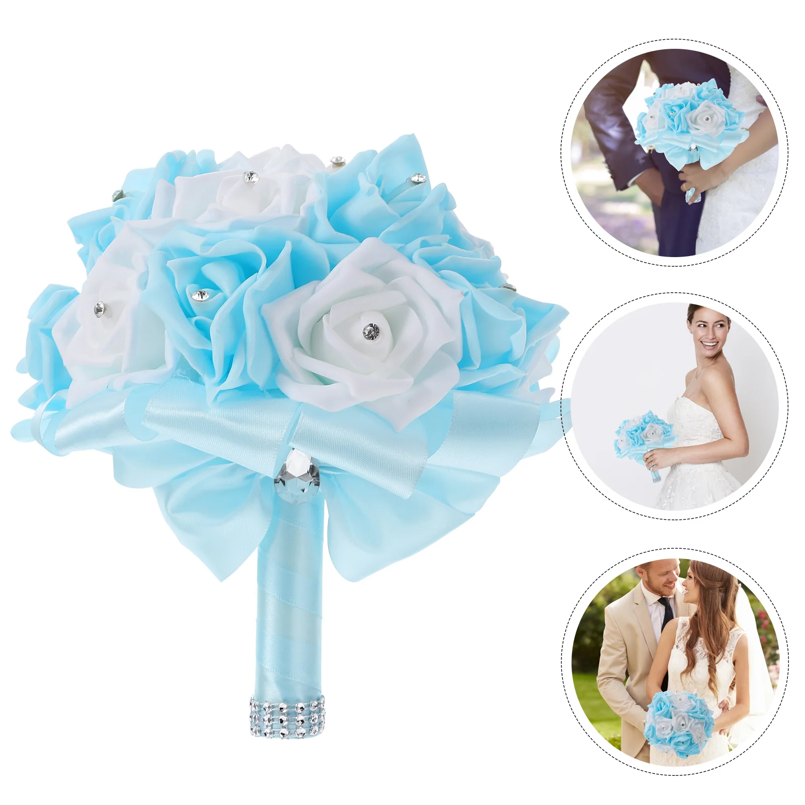 

Bouquet Wedding Bouquets Bridal Bridesmaid Flowers Bridesmaids Flower Artificial Hand Silk Rose Boquette Girl Crystal Roses