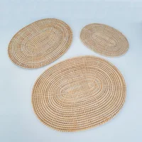Rattan Weaving Handmade Placemat Round Oval Insulation Pad Nordic Home Decor Coffee Cup Mat Photo Props Kitchen Accessories