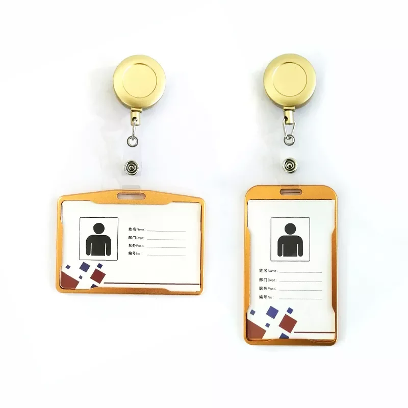 

Metal Company Staff Work Card Badge Holder Business Name ID Card with ABS Retractable Badge Reel Office School Accessories