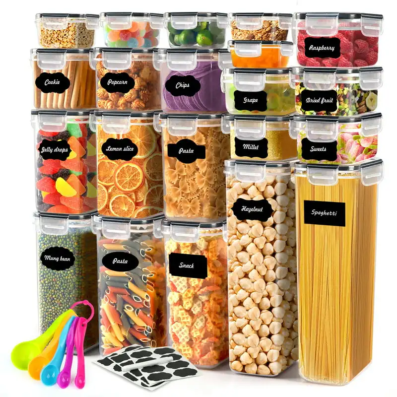 

Food Storage Container Set, 21 Pcs Food Canisters for Kitchen, Pantry Organization and Storage, Plastic Cereal Container with Ea