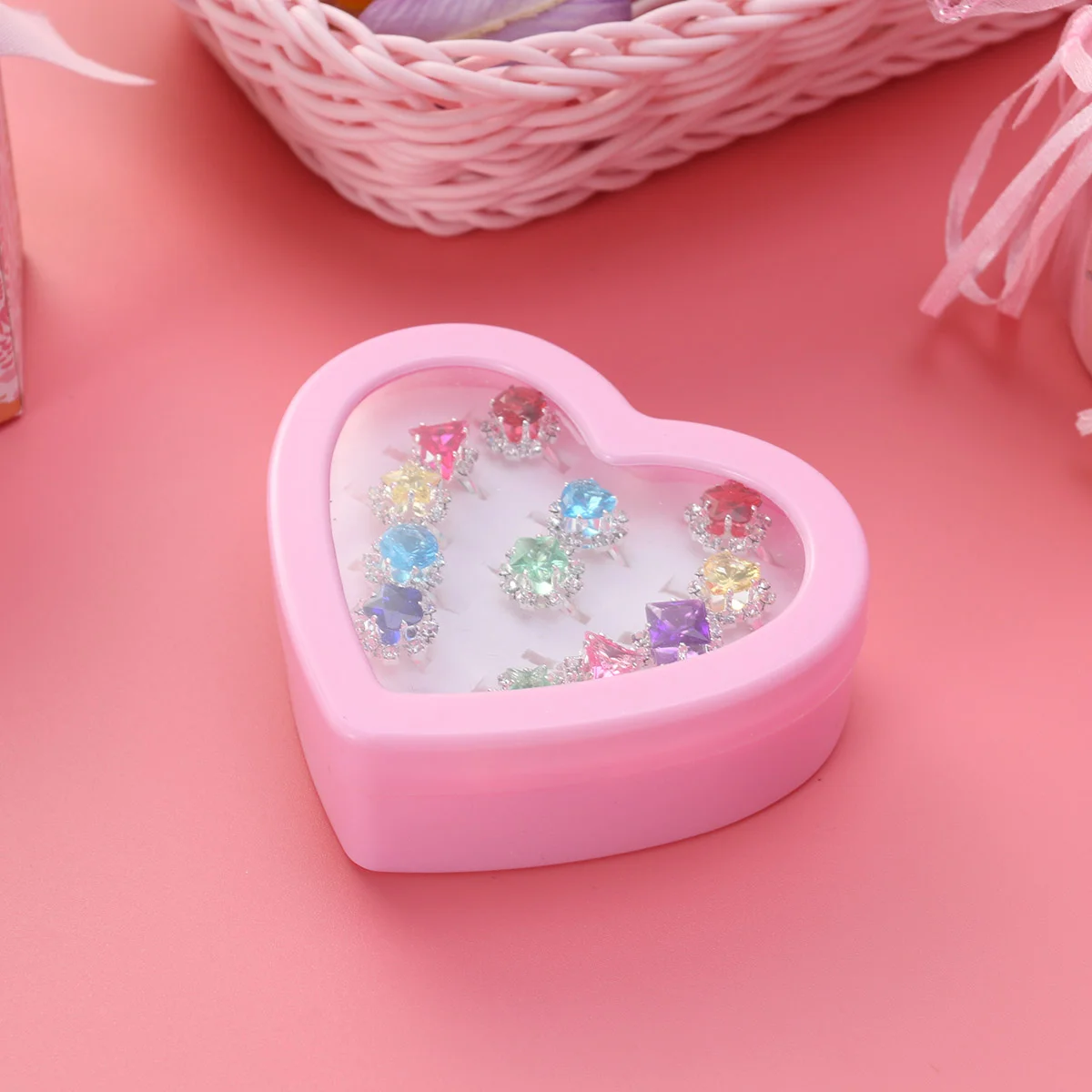 

12pcs for Valentine Gifts for Girls Rings Adjustable Rings for Teen Little Girl Jewel Rings