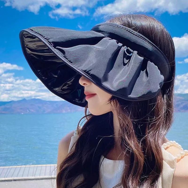 

Summer Shell Sunshade Hat UV Protection Dual Use Hair Hoop Sun Hat for Women Outdoor Beach Soft Foldable Wide Brim Bucket Caps