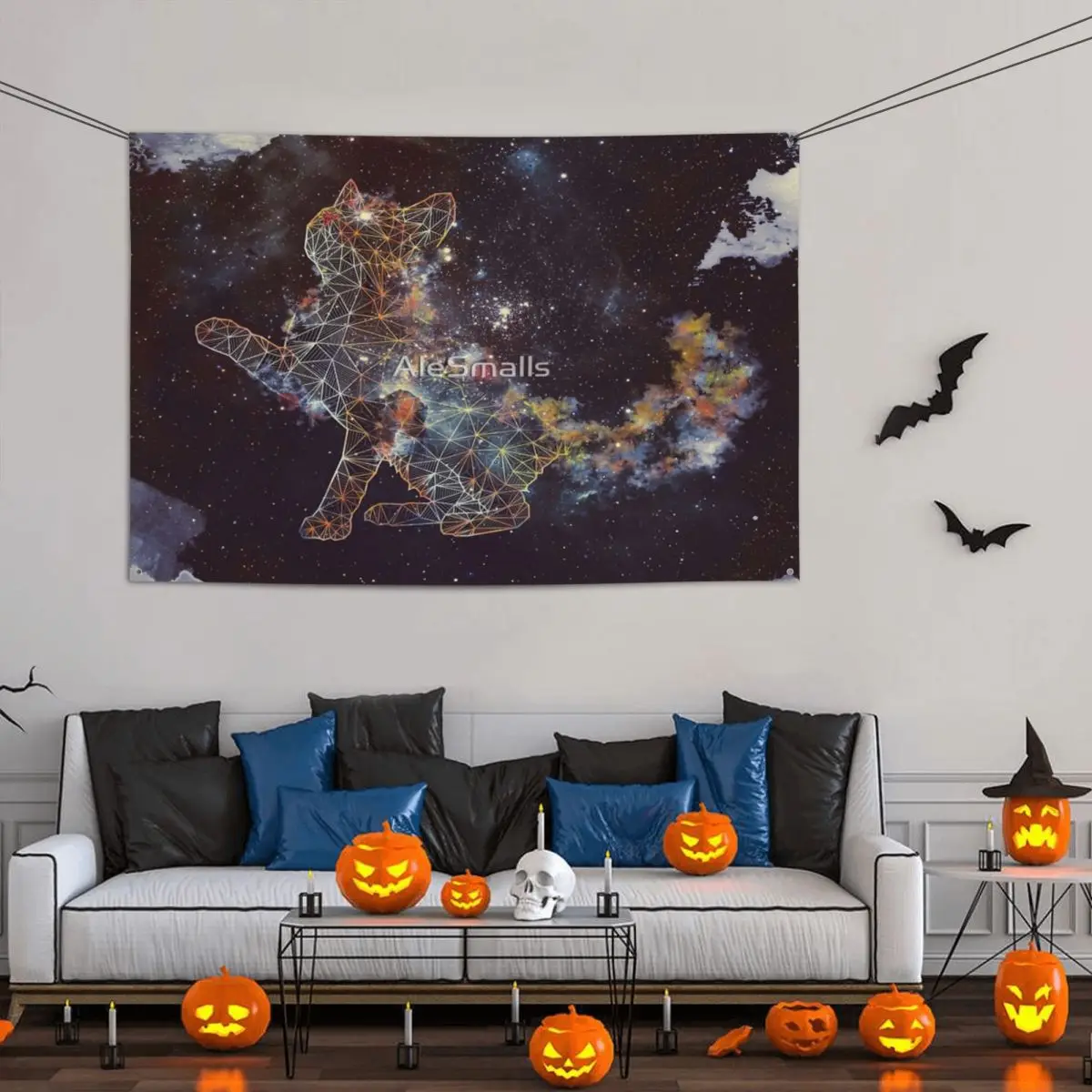 

Celestial Cat Party Banner Decor 120x180cm Polyester Material Decorative Fade Resistant Flowy Delicate