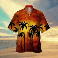 casual hawaiian shirt for men 3d coconut tree sky print shirt beach travel unisex tops short sleeve mens shirt oversized blouse