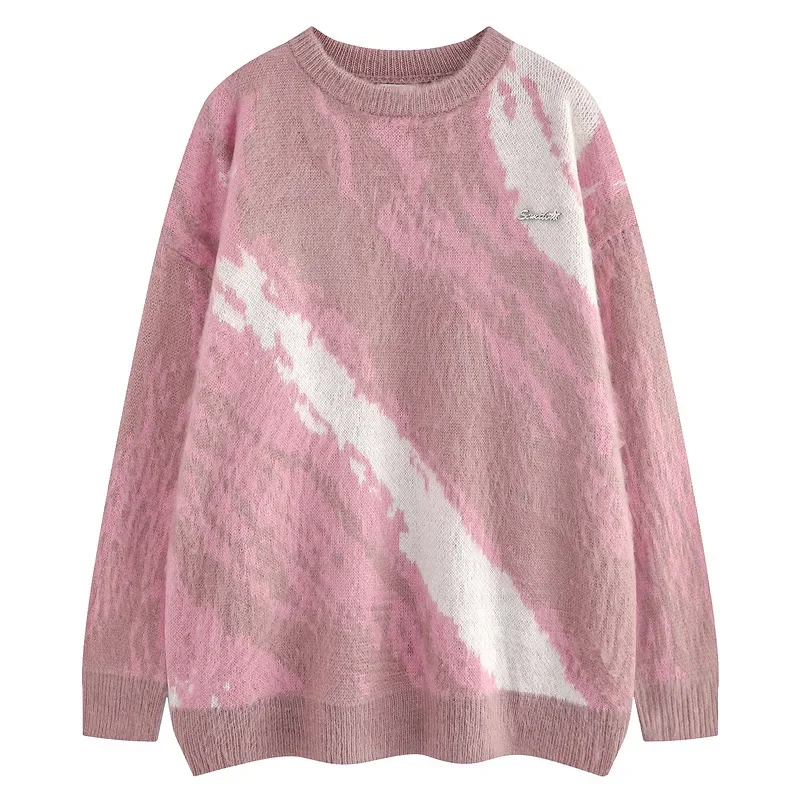 Нишевый цветной жаккардовый свитер свободного покроя винтажный вязаный топ для