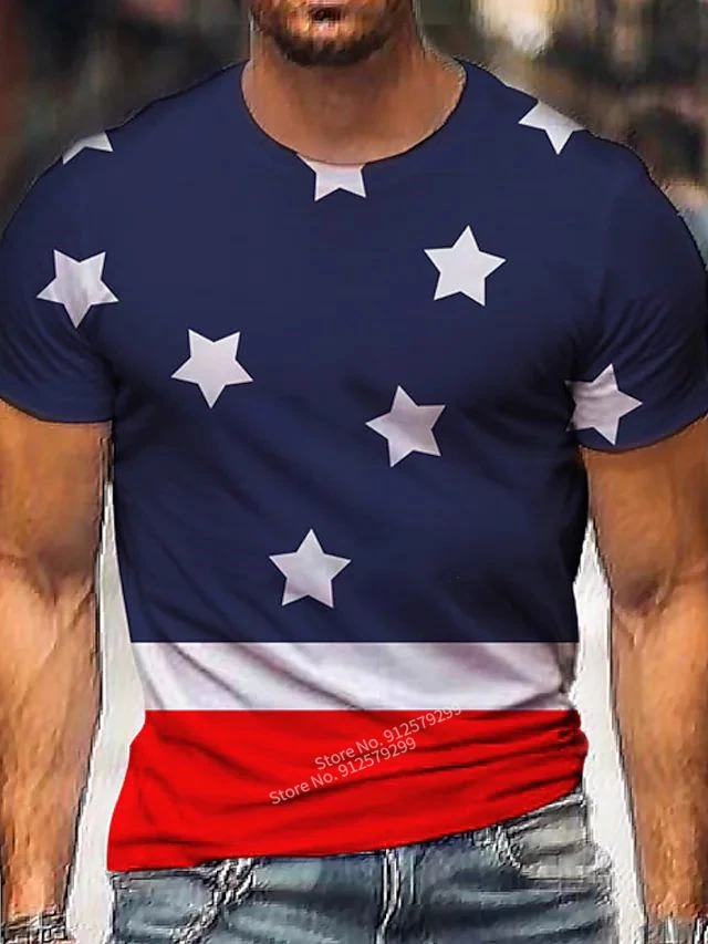 

American Flag Mens T Shirts Oversized Loose Clothes Vintage Short Sleeve Fashion 3d Printed Tshirt