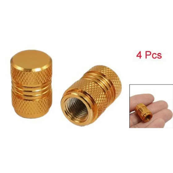 

Bike Tire Tyre Wheel Valve Stem Dust Caps Gold Tone 4 Pcs