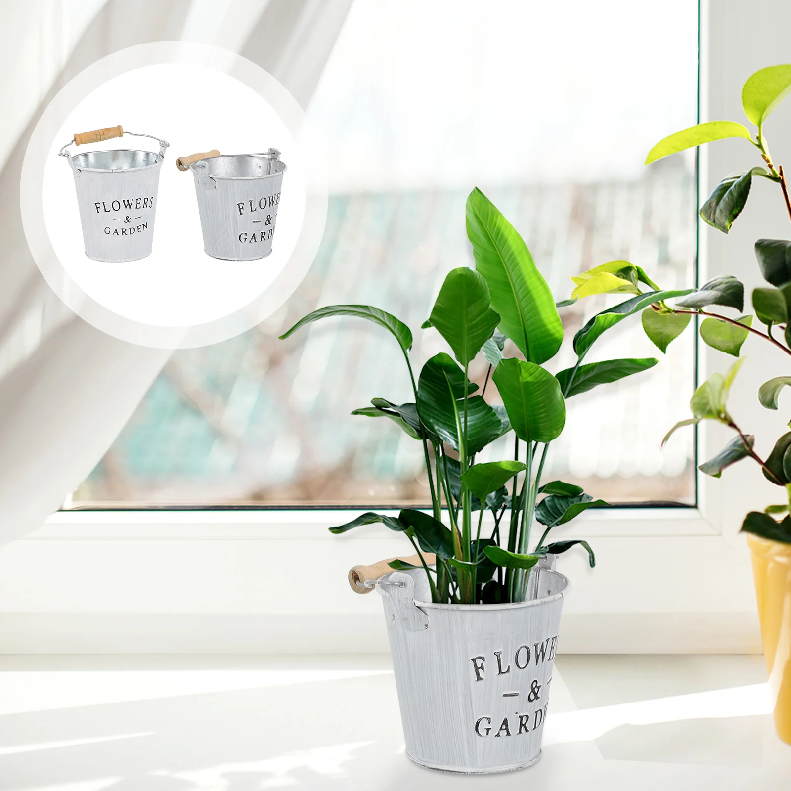 

2pcs Flower Buckets Nice Small Safe Good Bucket Flowerpot Decor for Garden