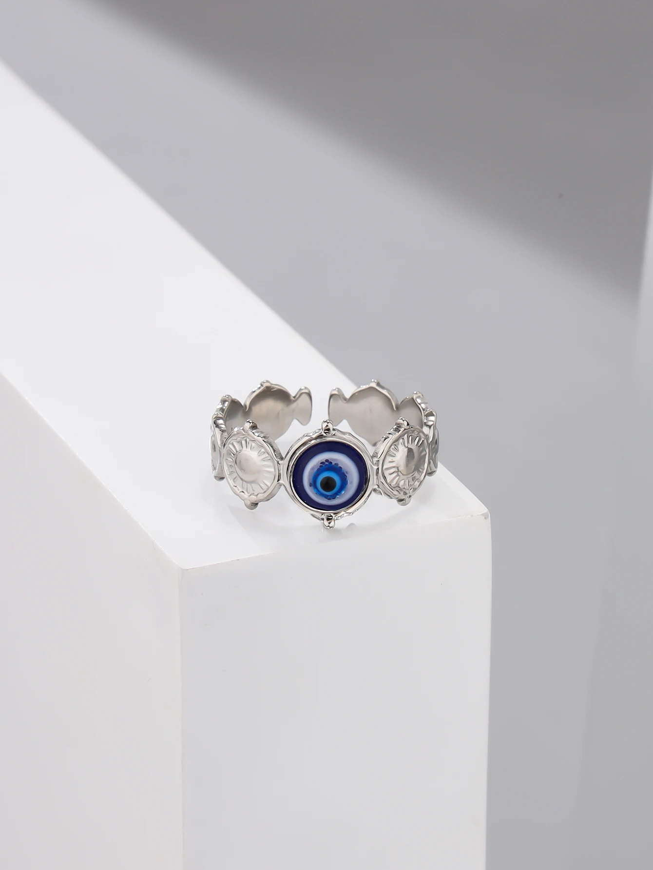Original Design Devil's Eye Ring Blue Eye Ring Multi Style Design Flower Alloy Opening Adjustable Men's and Women's Rings