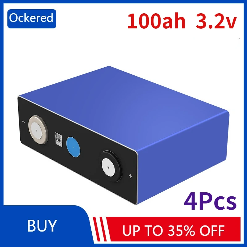 

4PCS EVE 100Ah 3.2V Lifepo4 Pack Lithium Iron Phosphate Battery Power Rechargeable Batteries for Power Solar Cell Electric Car