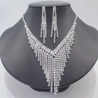 silver plate bride necklace with imitation jewellery tassels and earrings two piece suit