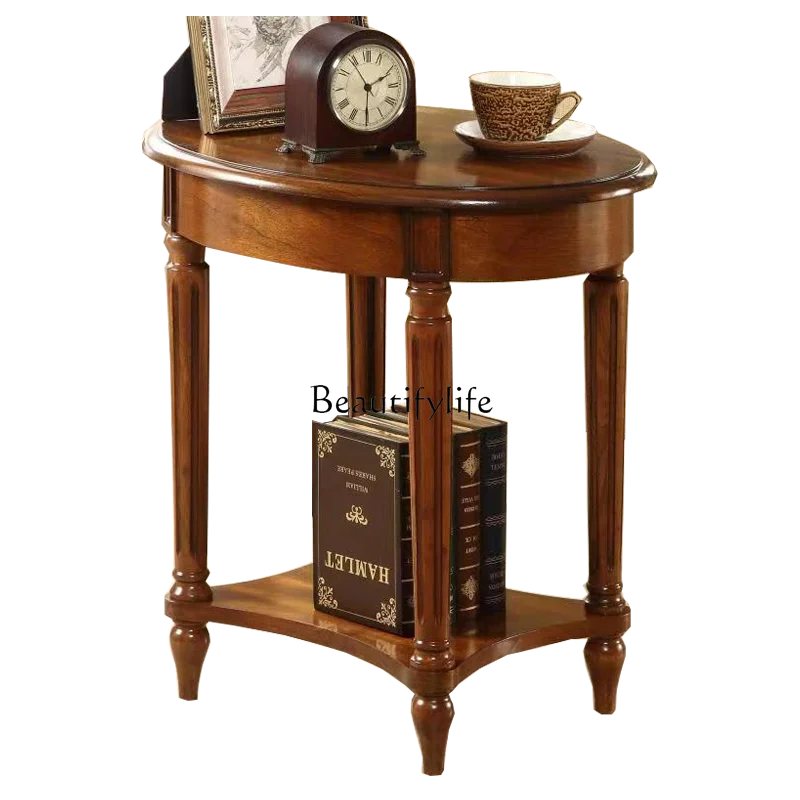 Маленький круглый Угловой ретро-столик из массива дерева маленький овальный