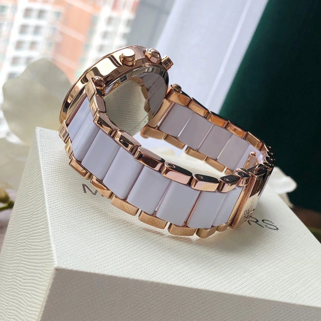 Фото Женские роскошные дизайнерские часы Michael Kors Parker MK-5774, водонепроницаемые кварцевые часы с бриллиантами, модные наручные часы, подарок для подруги №5