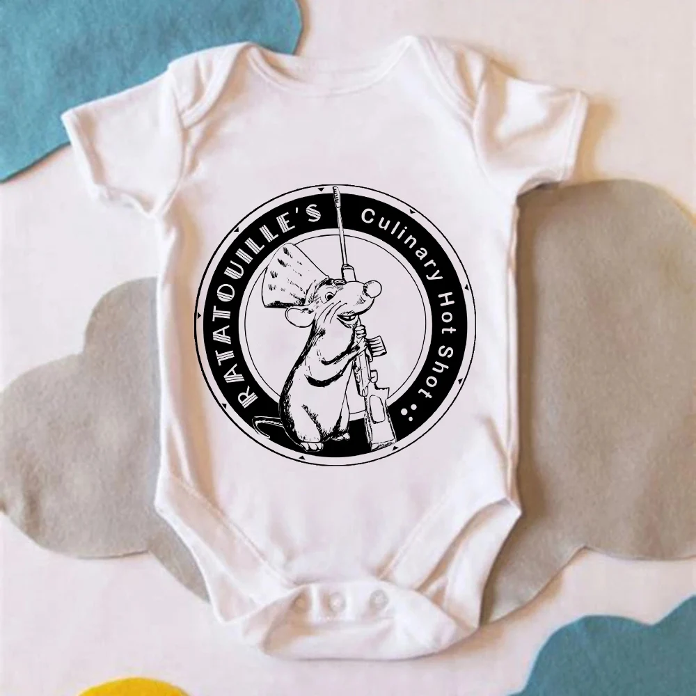 

Ratatouille Minimalist Disney White Newborn Romper Dropship Hot Sell Remy Creativity Graphic Infant Onesie Four Seasons Clothes