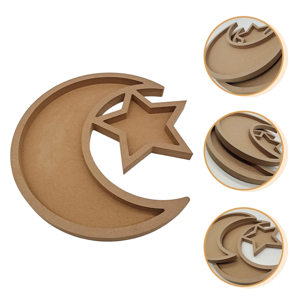 

Home Decoration Candy Serve Plate Décor Eid Party Tray Wedding Table Snack Platter Wooden