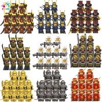 10pcsset medieval japanese samurai ronin armor building blocks soldiers mini action figures weapon toys for kids birthday gifts