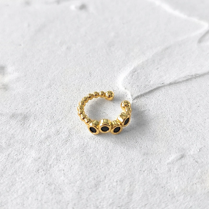 Серьги Peri'sBox с черной эмалью женские винтажные цельные серьги без пирсинга