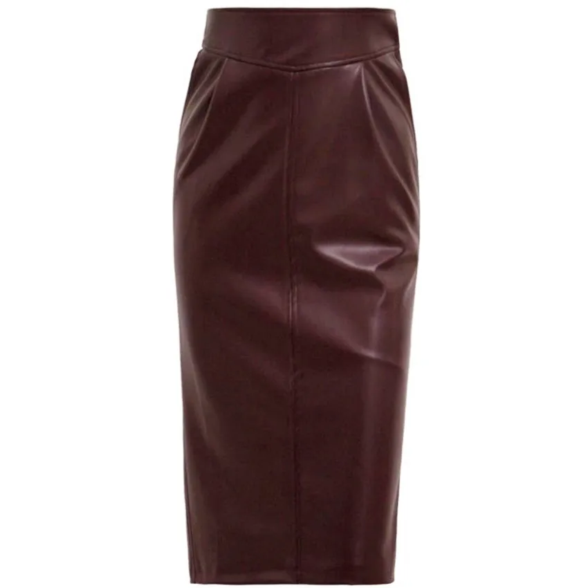 

Faux PU Leather Pencil Skirt Women OL Spring Autumn High Waist Package Hip Office Lady