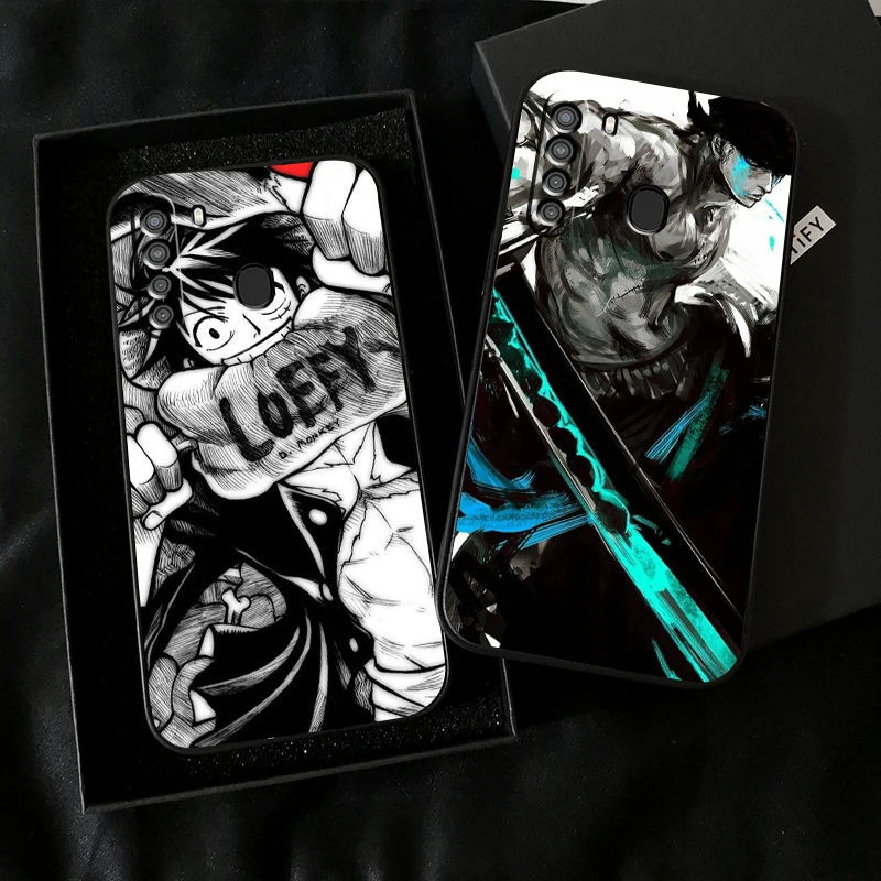

Anime Cartoon ONE PIECE Phone Case For Samsung Galaxy A01 A02 A10 A10S A20 A22 4G 4G 5G A31 Back Funda Black Silicone Cover