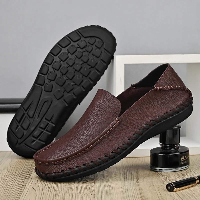 

Мужские лоферы, Мокасины, Мужская обувь из натуральной кожи, повседневные Роскошные брендовые официальные итальянские дышащие слипоны, мужские туфли-лодочки