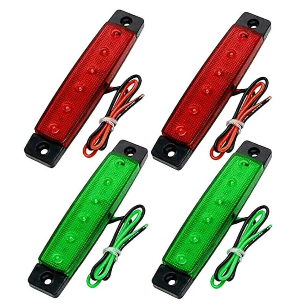 

Red+Green Navigation 6LED Lights Stern Boat Starboard Lamp Set DC12V Waterproof Car Lamp Side Marker Indicator