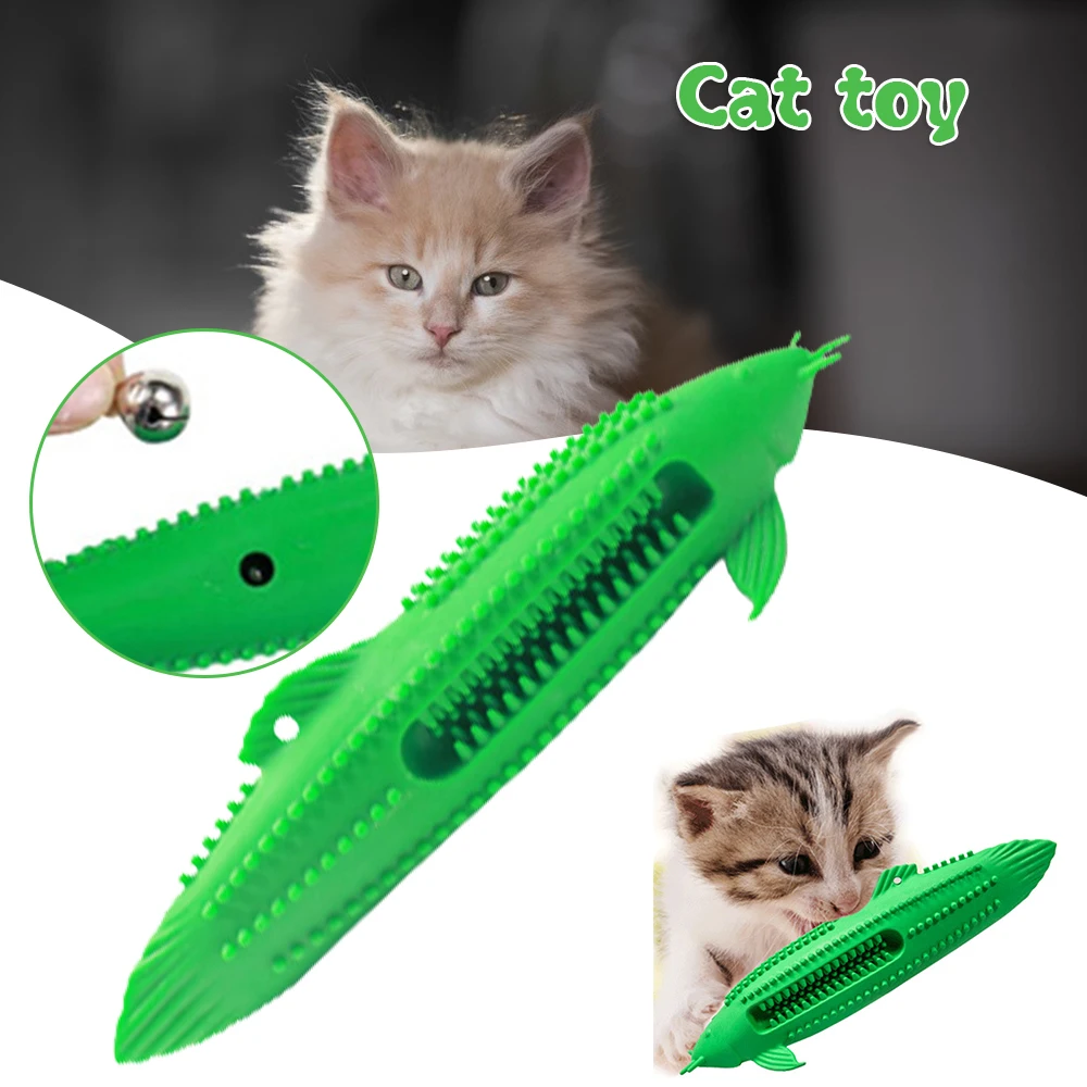 

Cat Toothbrush Catnip Toy Durable Rubber Catfish Shape Chew Toy Cat Interactives Chew Toy for Pet Kitten Cat nerg
