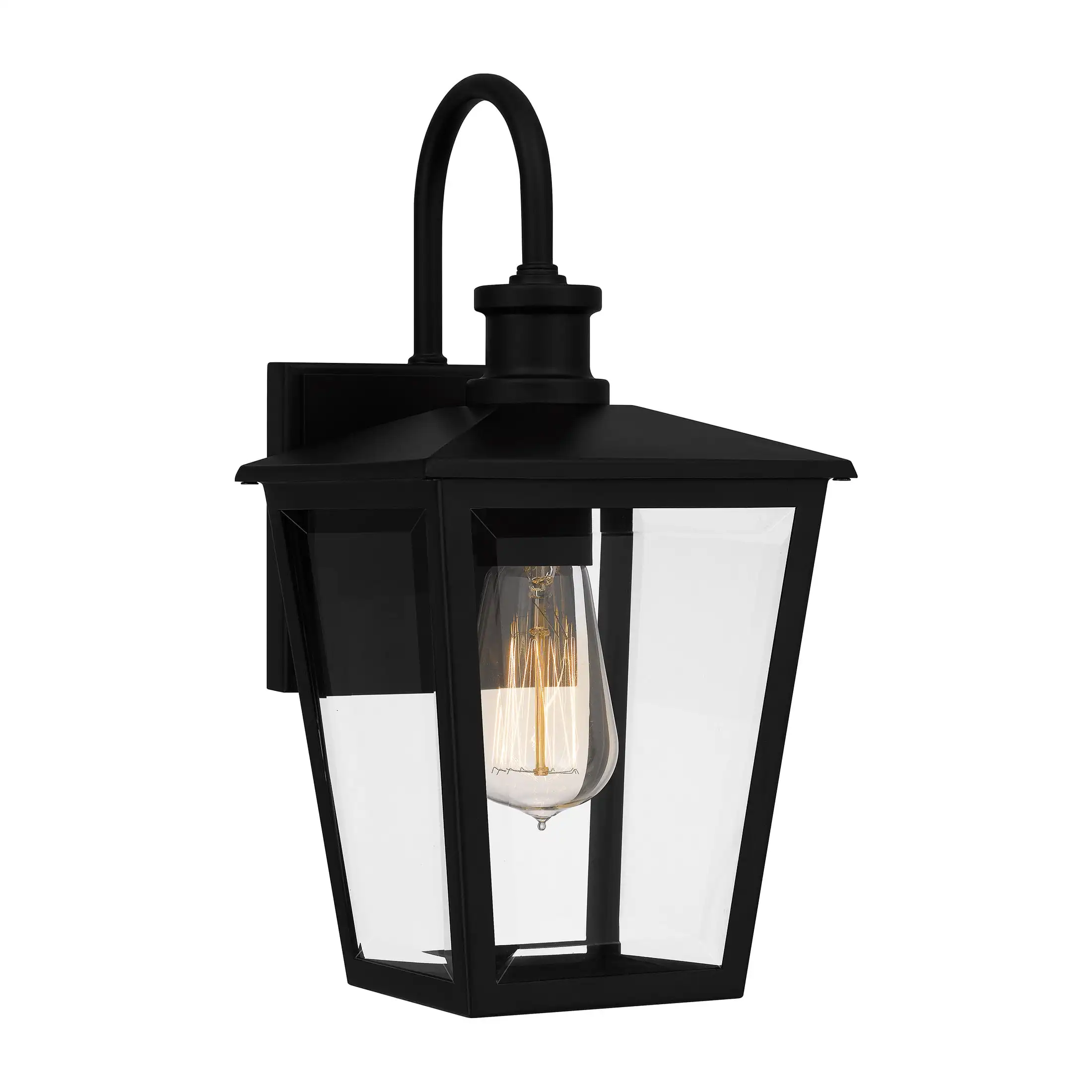 1-Light Matte Black Outdoor Wall Lantern