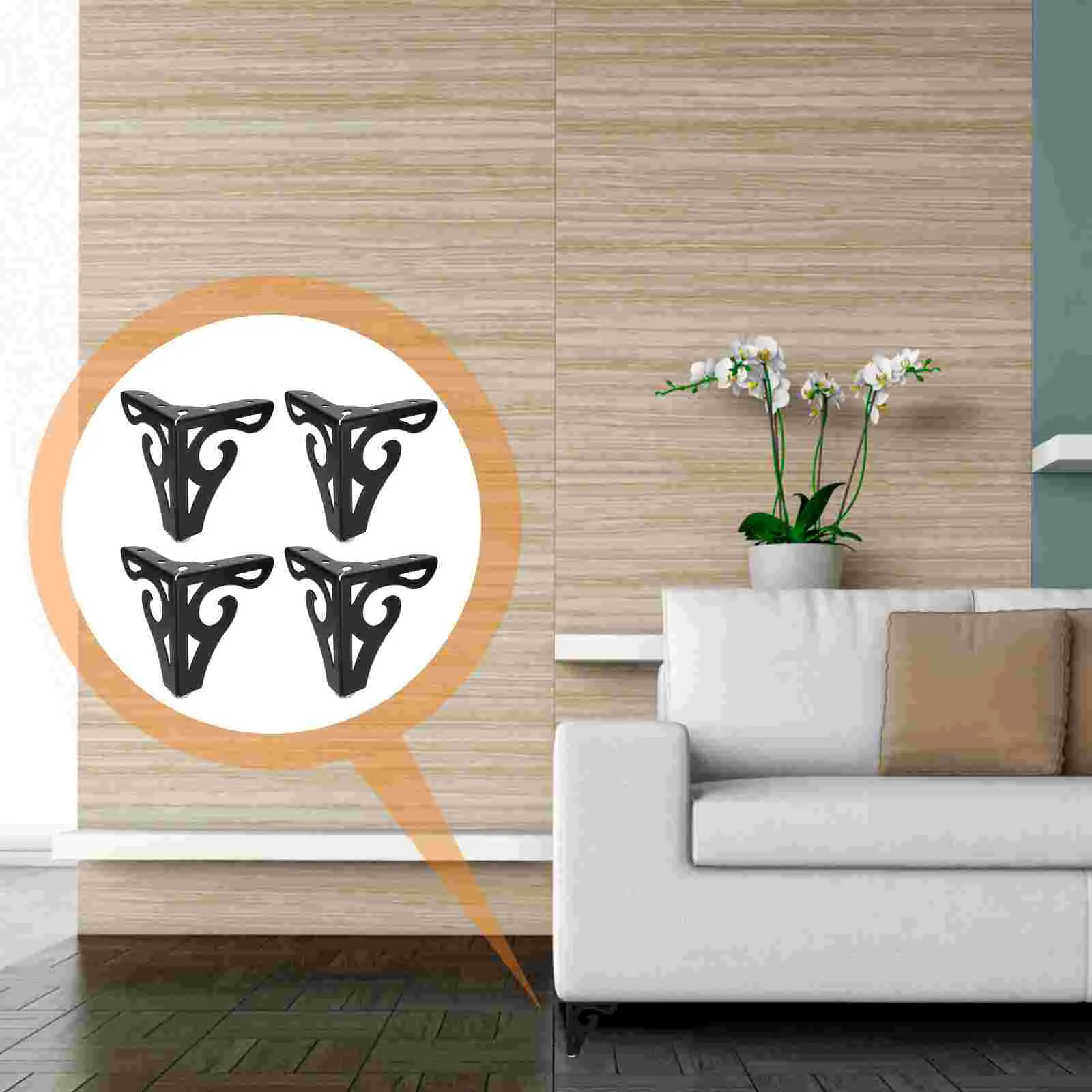 

4 Pcs Sofa Support Legs Iron Couch Feet Black Cupboard Feet Dresser Legs