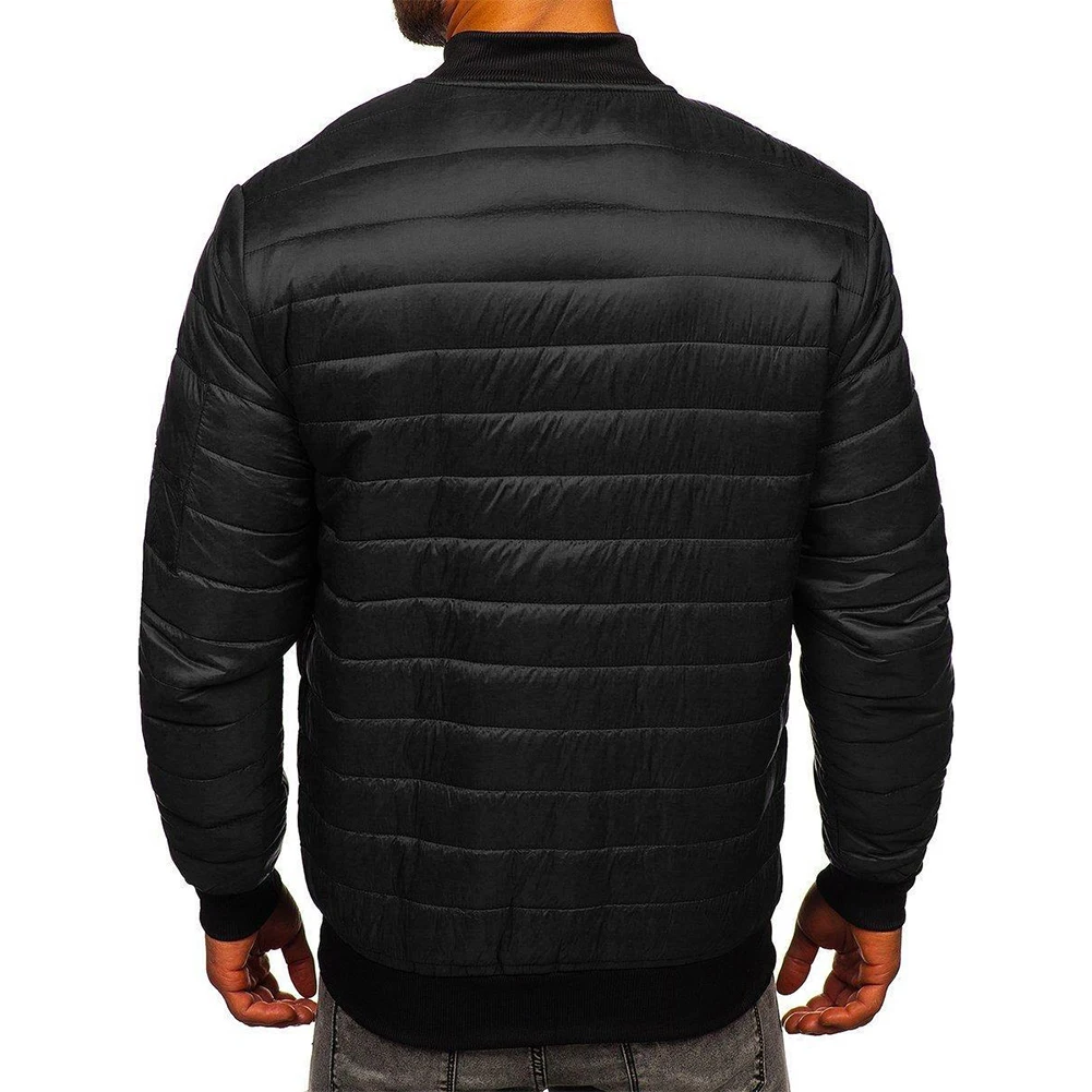 

Мужская зимняя теплая куртка с воротником-стойкой, стеганая куртка на молнии, простая и подходящая для повседневной носки