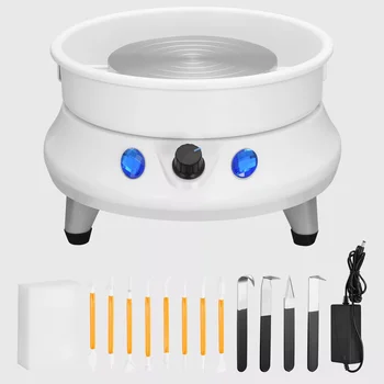 110-220V Electric Pottery Forming Machine Pottery Wheel 13CM Pottery Wheel Detachable Basin Easy Cleaning for Ceramics Clay Art
