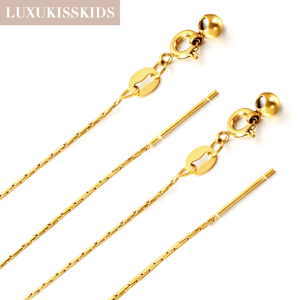 Luxukisskids 1 Мм Тонкая Цепочка Из Нержавеющей Стали Ожерелье 316l Регулируемая Длинная