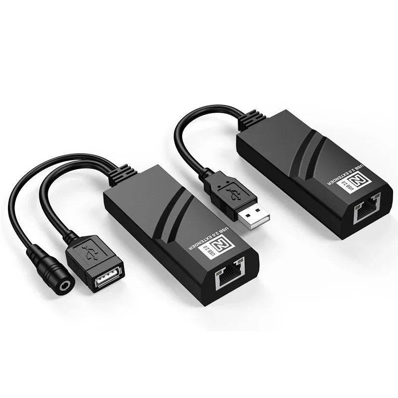 Фото USB 2.0 удлинитель до 100 м через кабель Ethernet Cat5e/Cat6, адаптер USB-RJ45 для камеры, мыши, клавиатуры, принтера, USB-флешки №2