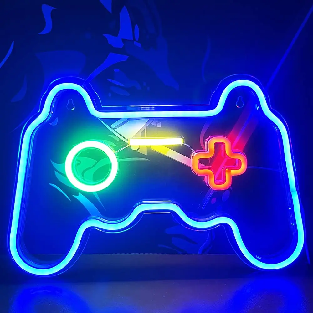 Gamepad Neon Sign for Gamer Room Wall Home Decoration Custom Acrylic Board Blue LED Night Light Playstation Lamp Cool Gifts