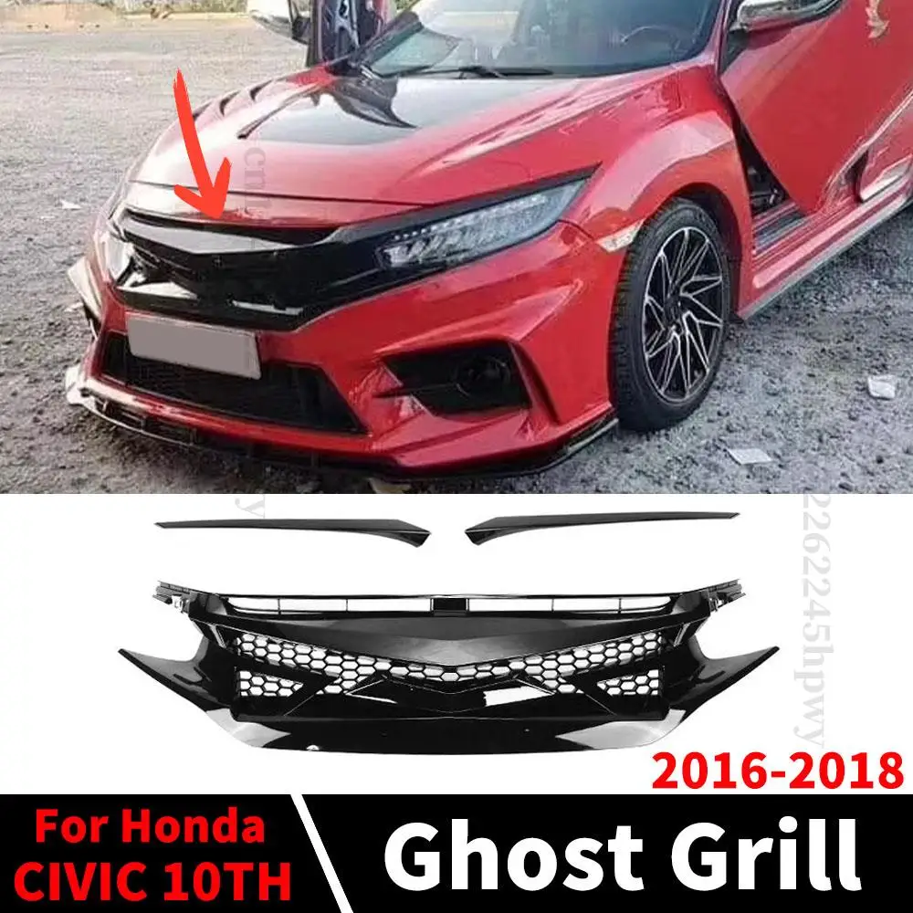 

Идеальный комплект для корпуса, Передняя входная решетка, фотогриль для Honda CIVIC 10TH Sedan 2016 2017 2018, модифицированный Facelift