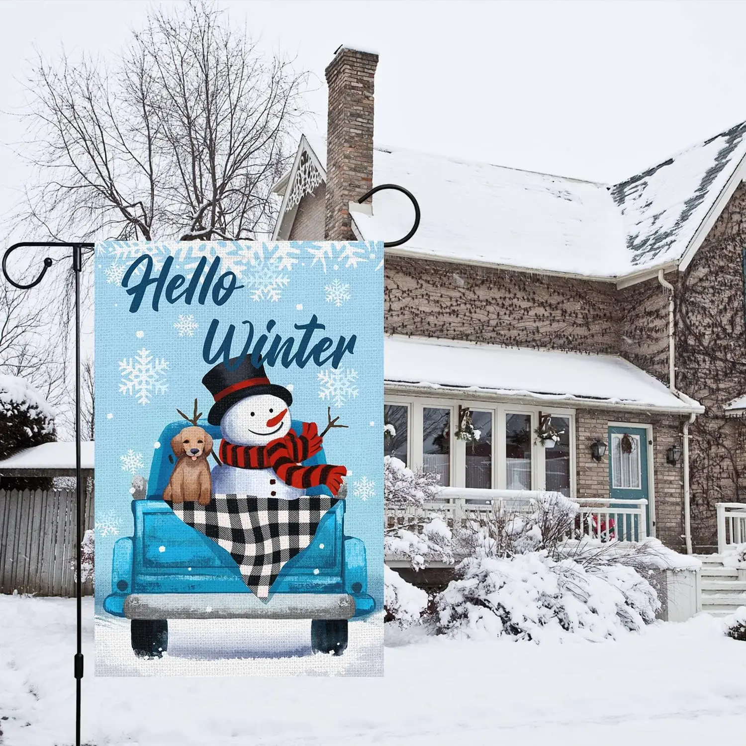 Зимний Садовый флаг Louise Maelys Hello 12x18 двусторонний маленький вертикальный