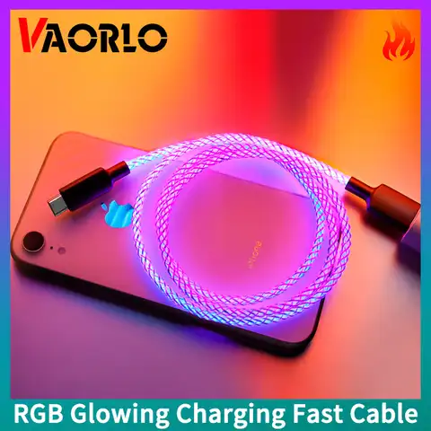 RGB 20 Вт Супер быстрая зарядка дата кабель поток Прохладный красочный стример светящаяся линия для iPhone Huawei Xiaomi Type-C MicroUSB зарядное устройство