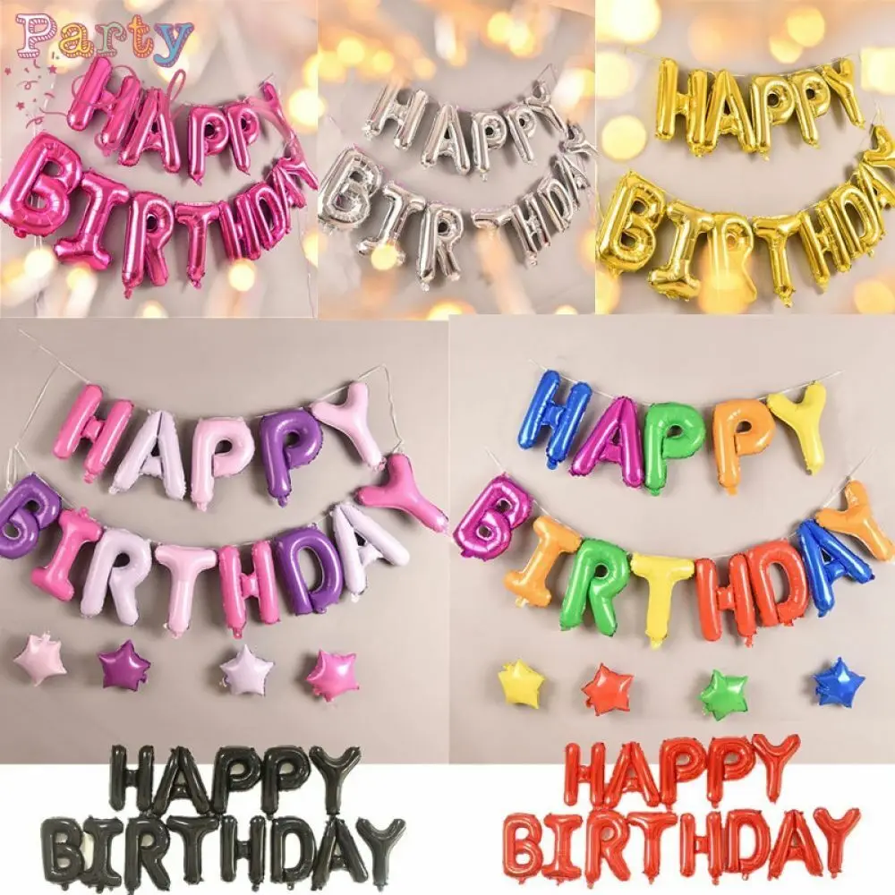 

Happy Birthday letter Balloons Aluminium Foil Happy Birthday Alphabet Banner Inflatable Globos Air balloons Party Supplies