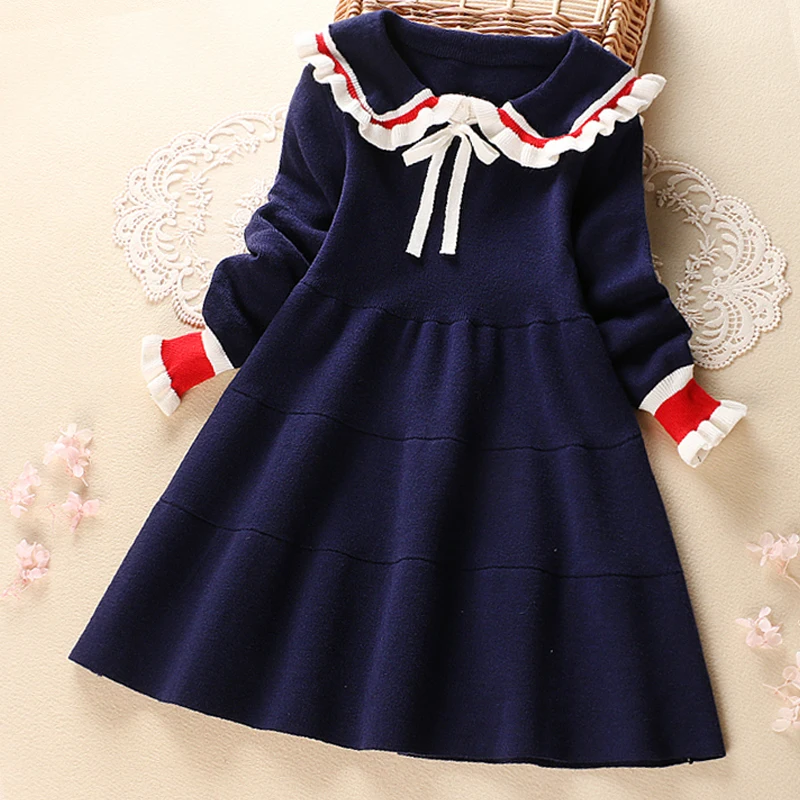 

New Year Girls Dress Autumn Sweater Dress for Girls Long Sleeve Kids Dresses for Girls Preppy Style Children Clothes 3-14Y