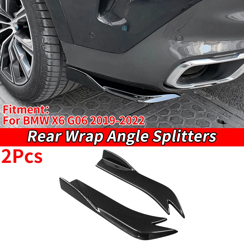 

Car Rear Bumper Splitters Aprons Trunk Lip Spoiler Canard Wing Diffuser Wrap Angle Protector Carbon For BMW X6 G06 2019-2022