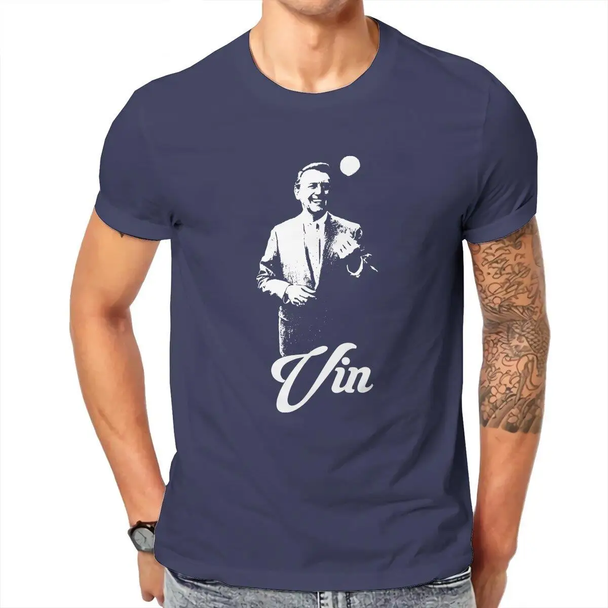 Leisure Vin Scully The Voice Of LA  T-Shirts for Men Crew Neck Cotton T Shirts  Short Sleeve Tees New Arrival Tops