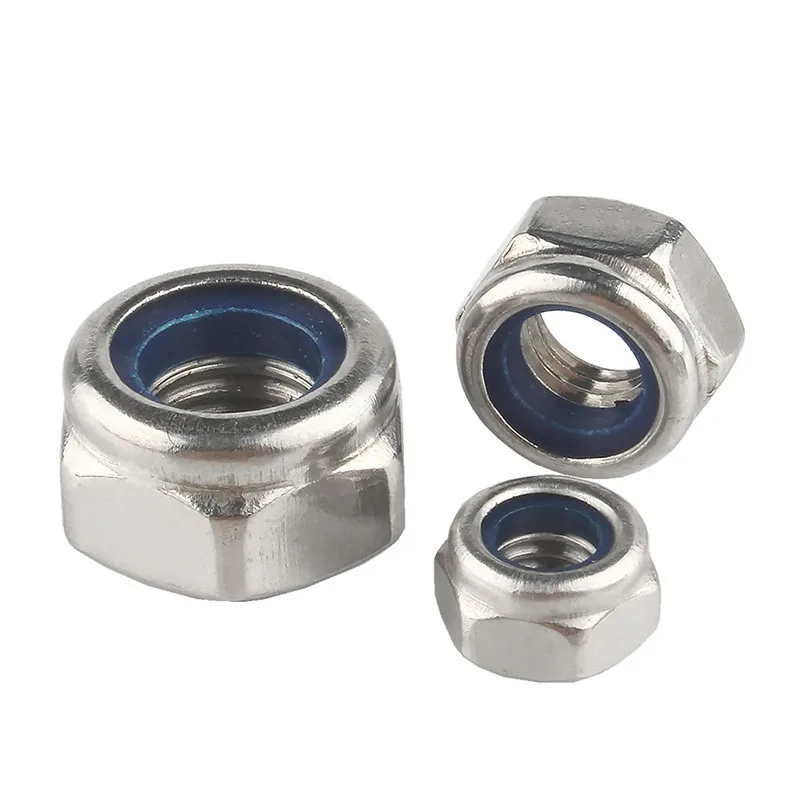 50/20/10/5/2/1 шт Шестигранная нейлоновая гайка с замком M2 M2.5 M3 M4 M5 M6 M8 M10 M12 M14 M16 M20 304 нержавеющая сталь Шестигранная самоблокирующаяся гайка