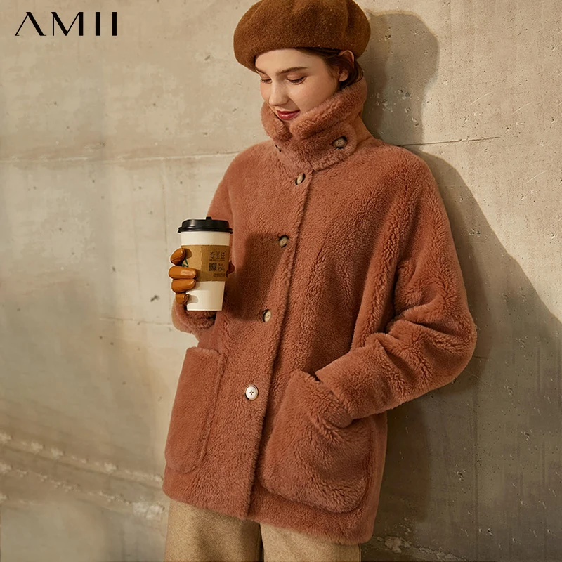 

Amii Minimalism Winter Coat Women Fashion Double-faced Fur Thick Lapel Single-breasted Warm Women's Woolen Coat 12040297