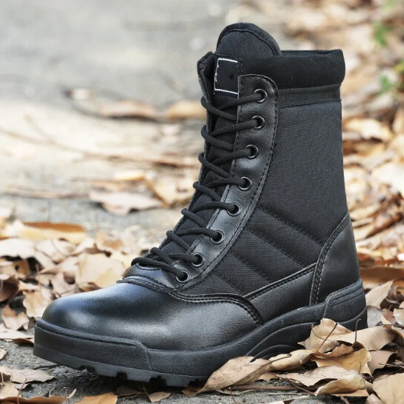 

Fashion Men Boots Winter Outdoor Leather Military Boots Breathable Army Combat Boots Plus Size Desert Boots Men Hiking Shoes385