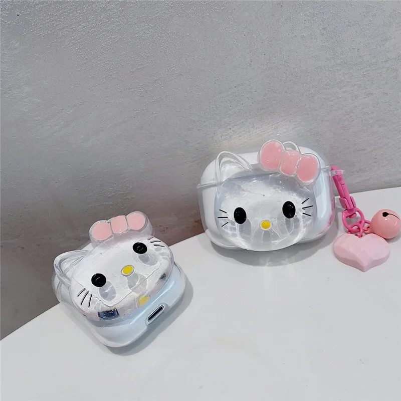 Kawaii Airpods чехол Hello Kitty 1 2 3 Pro прозрачный мягкий для девочек Sweet |