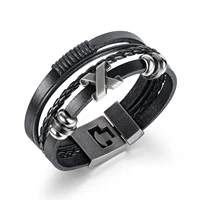 classic mens hand woven multilayer leather bracelet