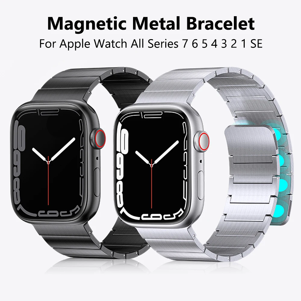 

Magnetic strap for apple watch 7 45mm 41mm band Stainless steel bracelet for apple watch 6 5 se 4 3 44mm 42mm 40mm 38 watchband