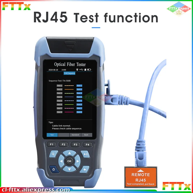 Pro mini OTDR Fiber Optic Reflectometer NK3200D with 9 Functions VFL OLS OPM Event Map 24dB for 64km Fiber Cable Ethernet Tester