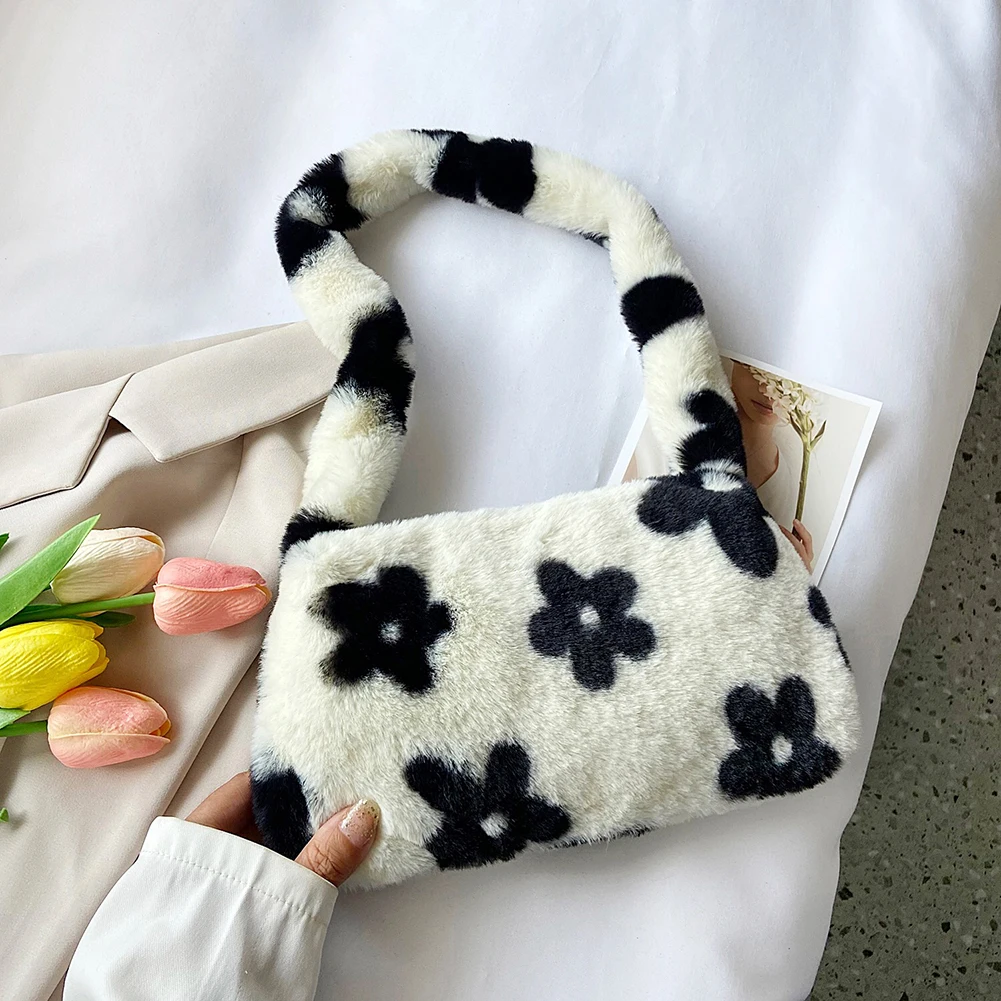 

Vintage Women Shoulder Bag Creative Flower Pattern Printing Underarm Bag Pretty Girls Fashion Mini Handbags