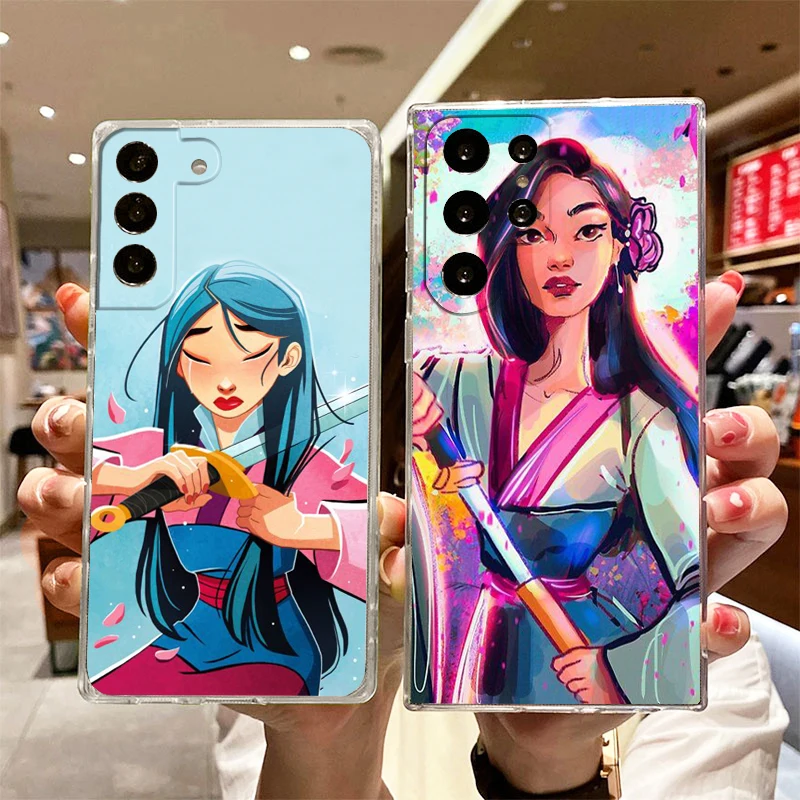 

Disney Mulan Anime Movie Transparent Phone Case For Samsung S23 S22 S21 S20 FE Ultra Pro Lite S10 S10E S9 S8 Plus 5G Cover