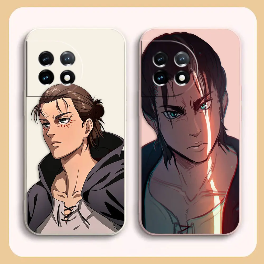 Phone Case For Oneplus 11 10 9 9R 9RT 8 8T 7 7T 5 5T 6 ACE 2 NORD Pro Liquid Case Funda Shell Anime A-Attack O-On T-Titan E-Eren